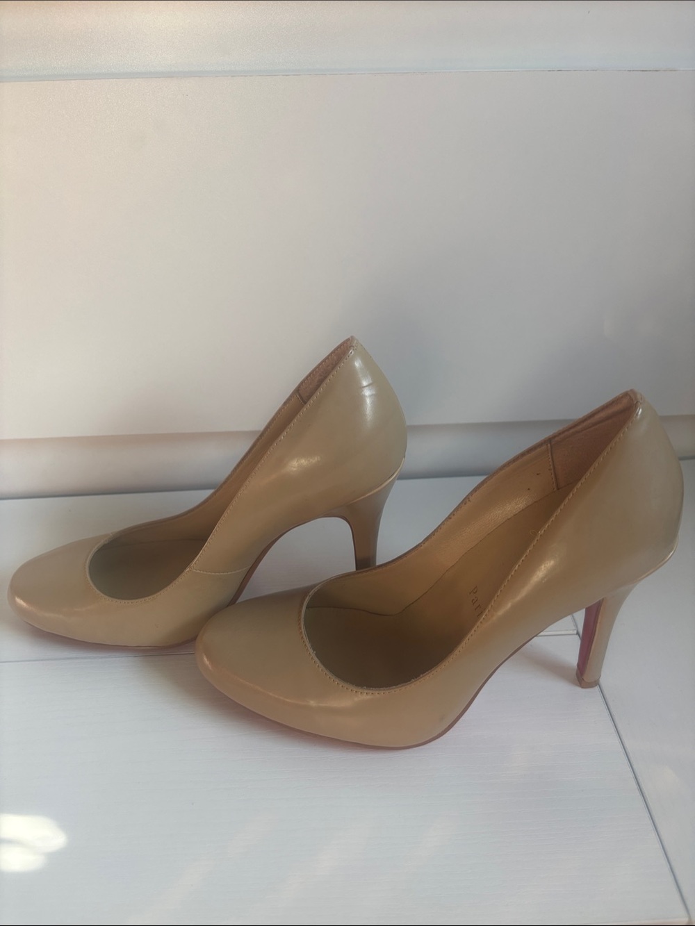 Nude Patent Leather High Heel Pumps